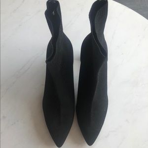 Zara Black Block Heeled Sock Ankle Booties